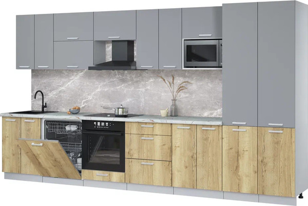 Кухонный гарнитур Интерлиния Мила Лайт 3.8-ПМ2 - фото