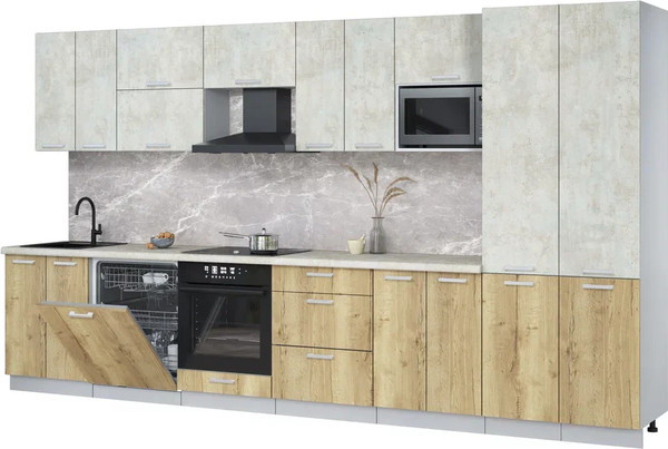 Кухонный гарнитур Интерлиния Мила Лайт 3.8-ПМ2 - фото