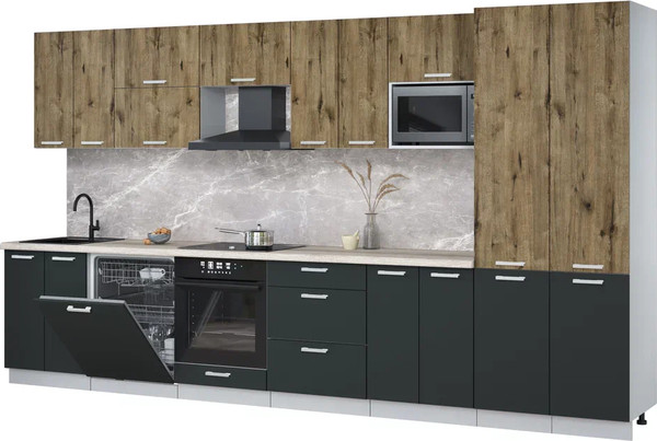 Кухонный гарнитур Интерлиния Мила Лайт 3.8-ПМ2 - фото