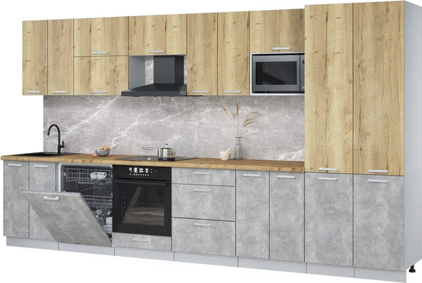 Кухонный гарнитур Интерлиния Мила Лайт 3.8-ПМ2 - фото