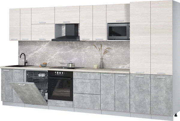 Кухонный гарнитур Интерлиния Мила Лайт 3.8-ПМ2 - фото