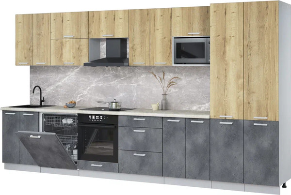 Кухонный гарнитур Интерлиния Мила Лайт 3.8-ПМ2 - фото