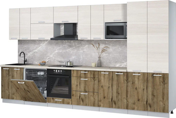 Кухонный гарнитур Интерлиния Мила Лайт 3.8-ПМ2 - фото