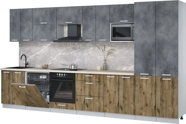 Кухонный гарнитур Интерлиния Мила Лайт 3.8-ПМ2 - фото