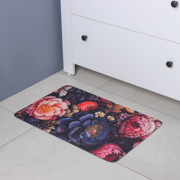 Коврик для ванной Доляна Black Flowers / 10554762 - фото