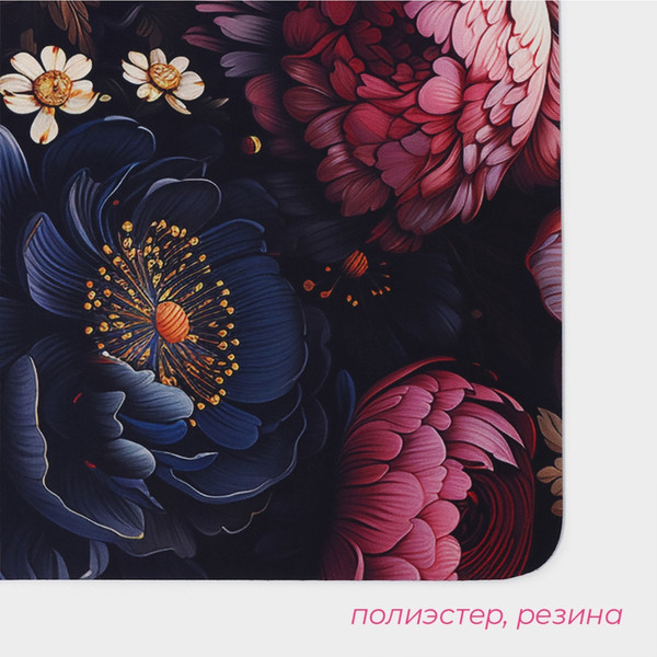 Коврик для ванной Доляна Black Flowers / 10554762