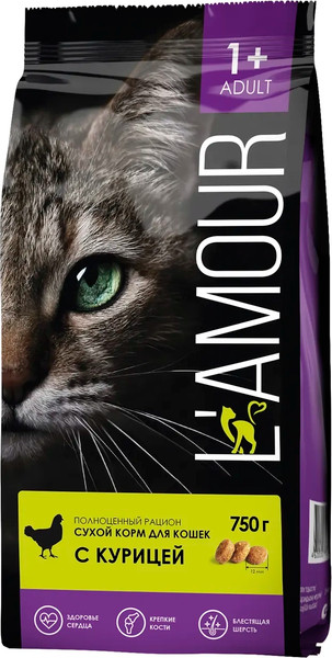 Сухой корм для кошек L'amour с курицей - фото