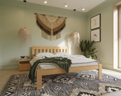 Полуторная кровать БАМА Массив Флоренция 140x200 ольха (натуральный)