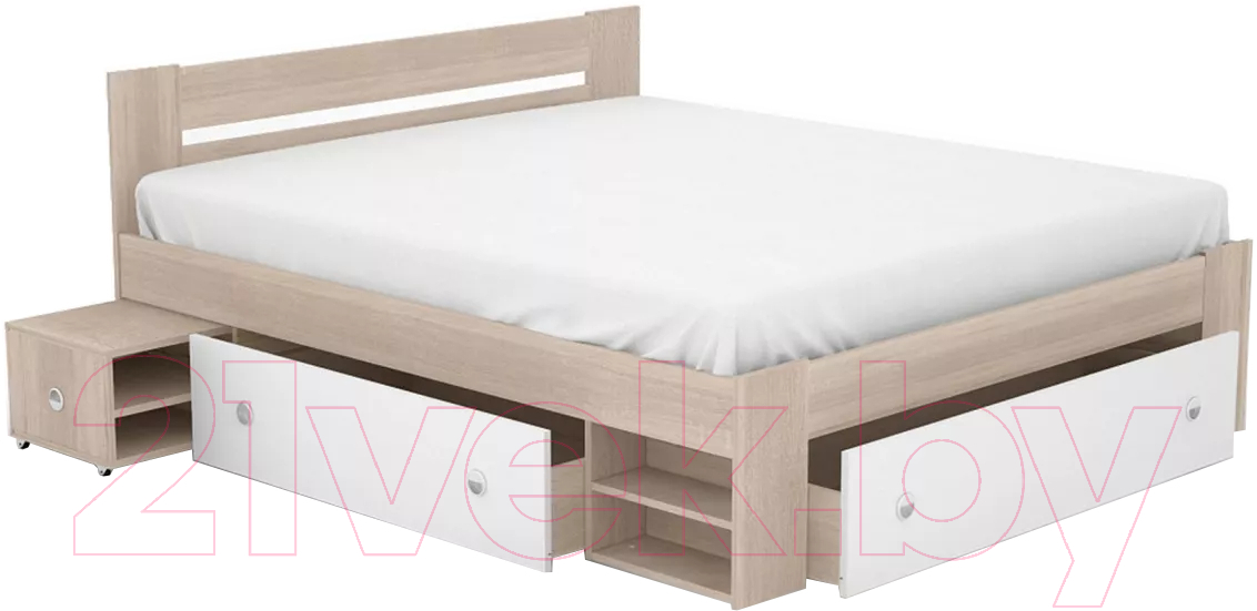 Каркас кровати Stolline Стелла 160 / СТЛ.132.14М (дуб сонома/белый) - фото