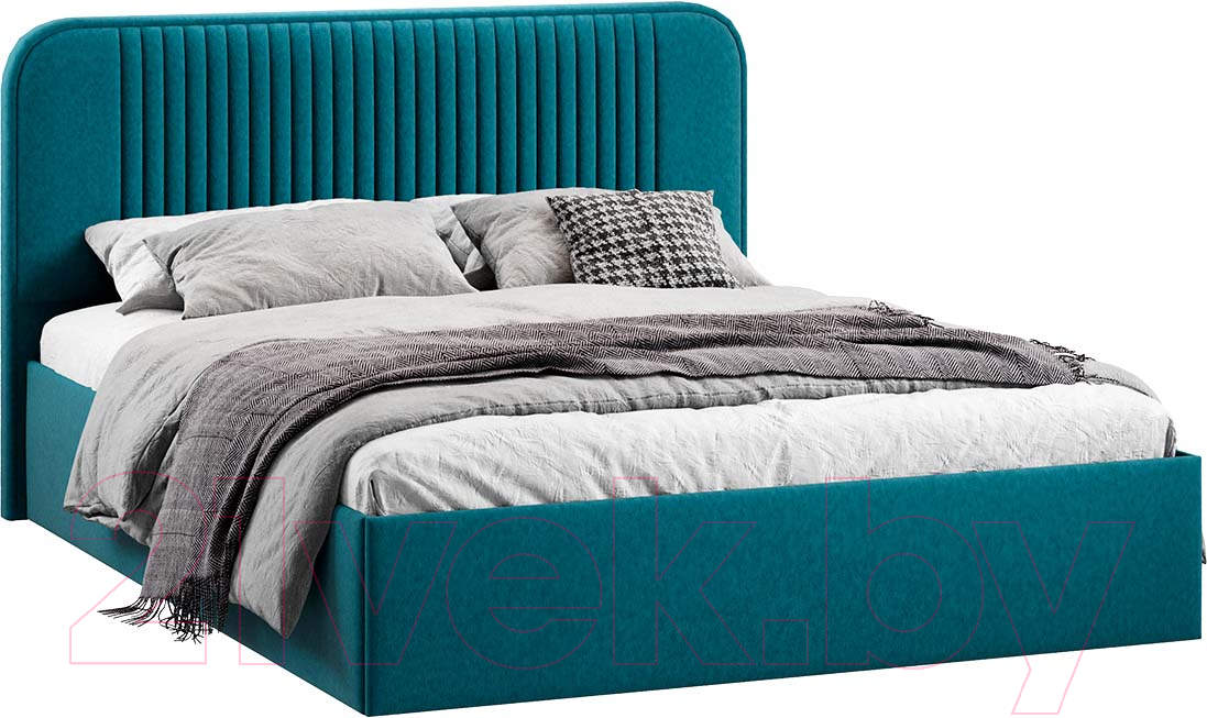 Двуспальная кровать ТриЯ Тиффани Тип 1 c ПМ и заглушиной 160x200 (микровелюр Jercy Izumrud) - фото