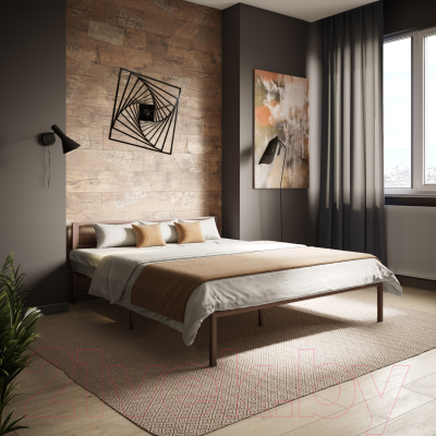 Полуторная кровать Князев Мебель Берта БА.120.200.К (коричневый муар)