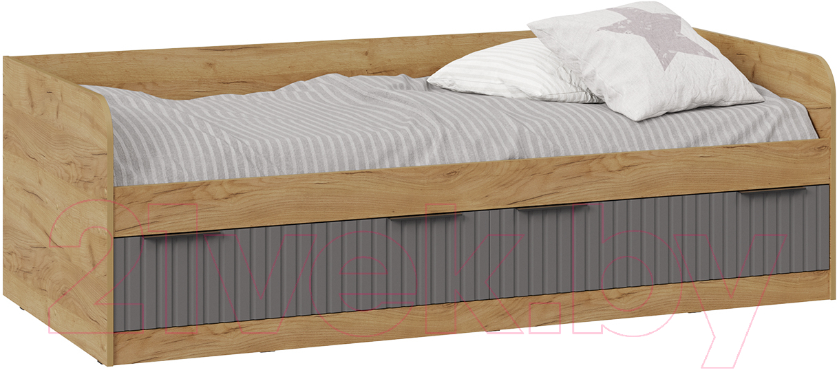 Кровать-тахта ТриЯ Хилтон комбинированная 90x200 (дуб крафт золотой/графит матовый) - фото