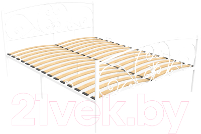 Полуторная кровать Князев Мебель Нимфея НЯ.120.190.Б (белый муар) - фото