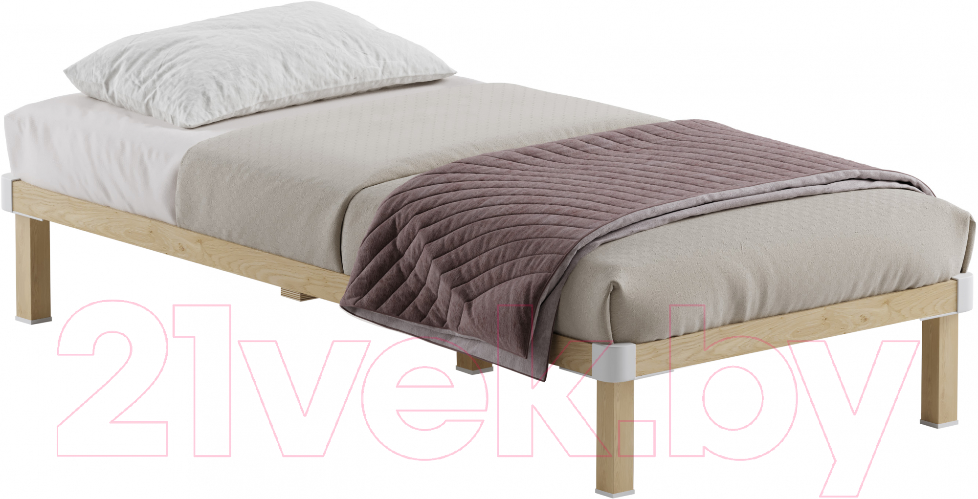 Односпальная кровать Домаклево Канапе 2 90x200 (береза/натуральный) - фото