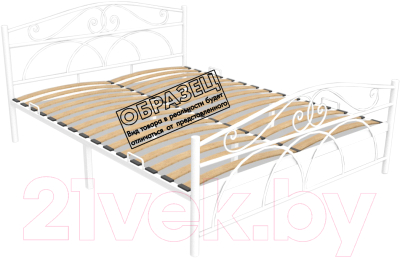 Полуторная кровать Князев Мебель Морена МНА.120.200.Б (белый муар) - фото