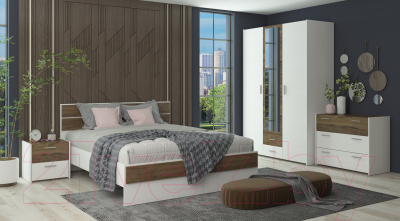 Двуспальная кровать Евва Венеция ВН-1600мп (бодега белый/ясень орландо)