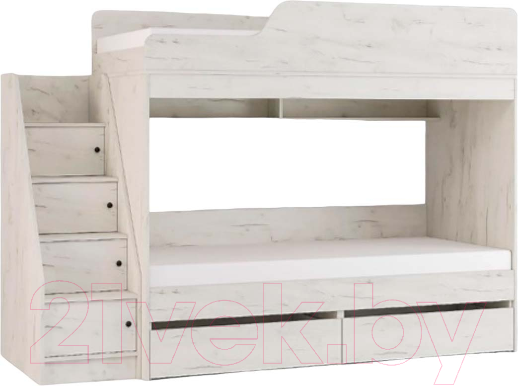 Двухъярусная кровать Стендмебель Гранд (дуб крафт белый) - фото