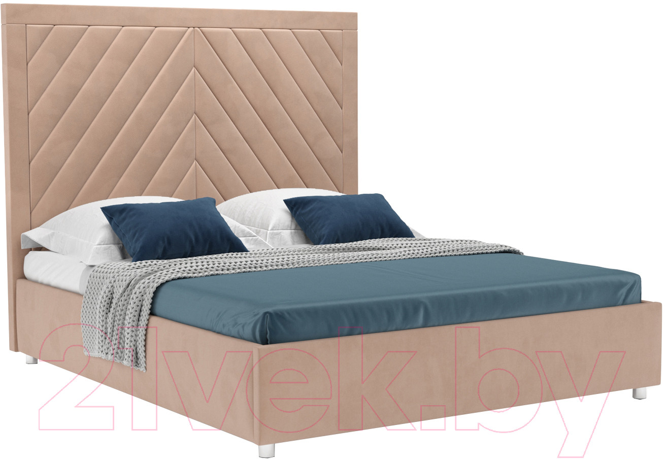 Полуторная кровать Mebel-Ars Мишель 140 (бежевый/Luna 061) - фото