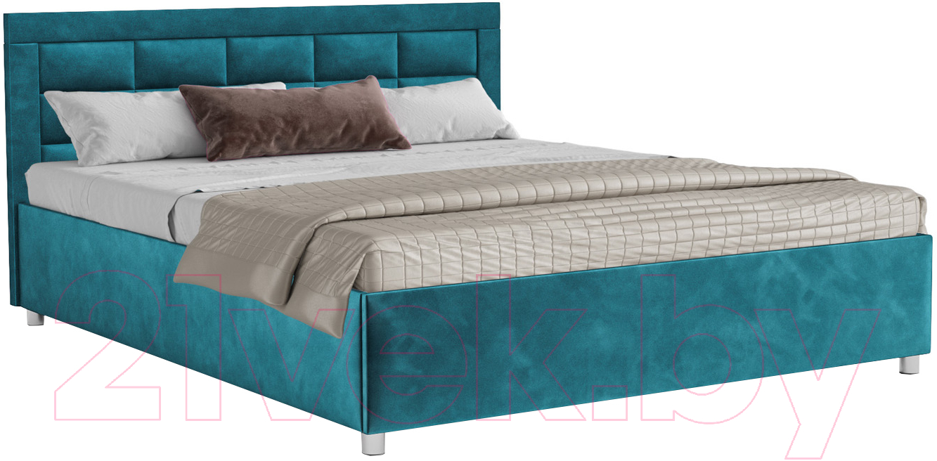 Двуспальная кровать Mebel-Ars Версаль 160 (бархат сине-зеленый Star Velvet 43 Black Green) - фото