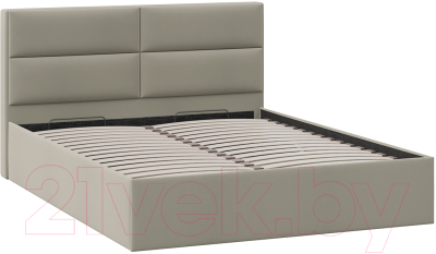 Двуспальная кровать ТриЯ Глосс универсальный тип 1 с ПМ 160x200 (велюр мокко темный)