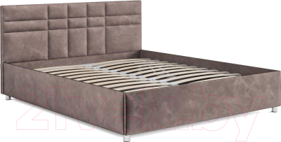 Двуспальная кровать Mebel-Ars Нью-Йорк 160 (бархат серо-шоколадный Star Velvet 60 Coffee)