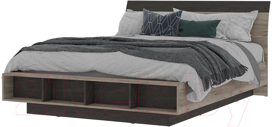 Каркас кровати Стендмебель Эдинбург КР 02 180x200 (дуб крафт серый/железный камень) - фото