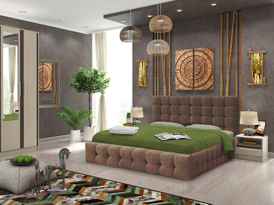 Полуторная кровать Асмана Двойная-3 140x200 (саванна корица)