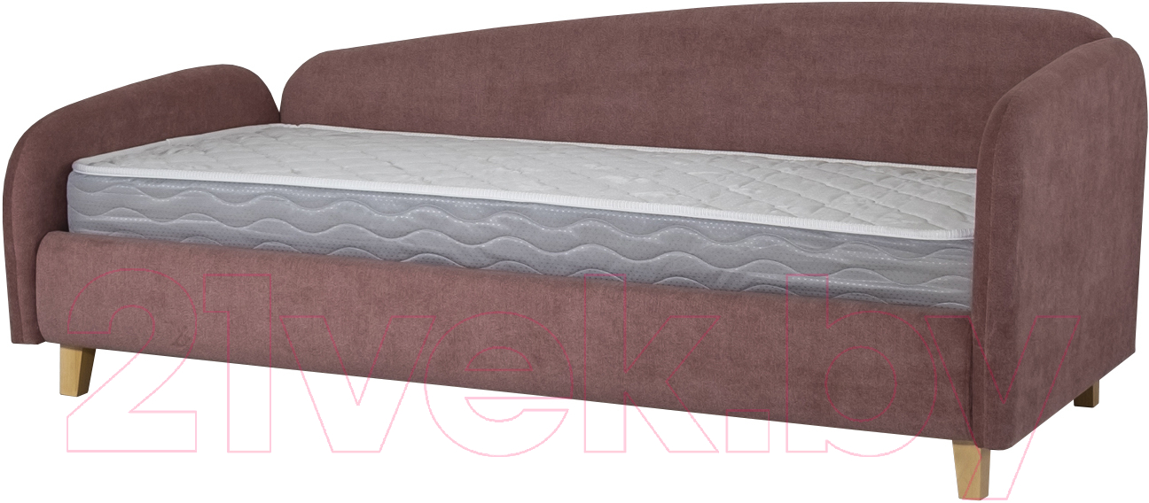 Кровать-тахта DiArt Альба 1.2 правая (велюр Happy 315/ножки светлые) - фото