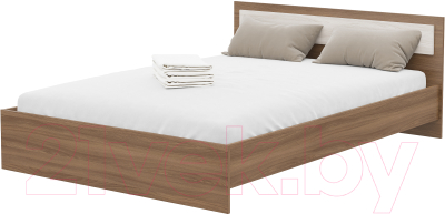 Полуторная кровать Стендмебель Гармония КР-602 140 (ясень шимо светлый/ясень шимо темный) - фото