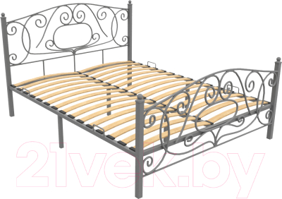 Двуспальная кровать Князев Мебель Виктория ВЯ.160.190.С (серый муар) - фото