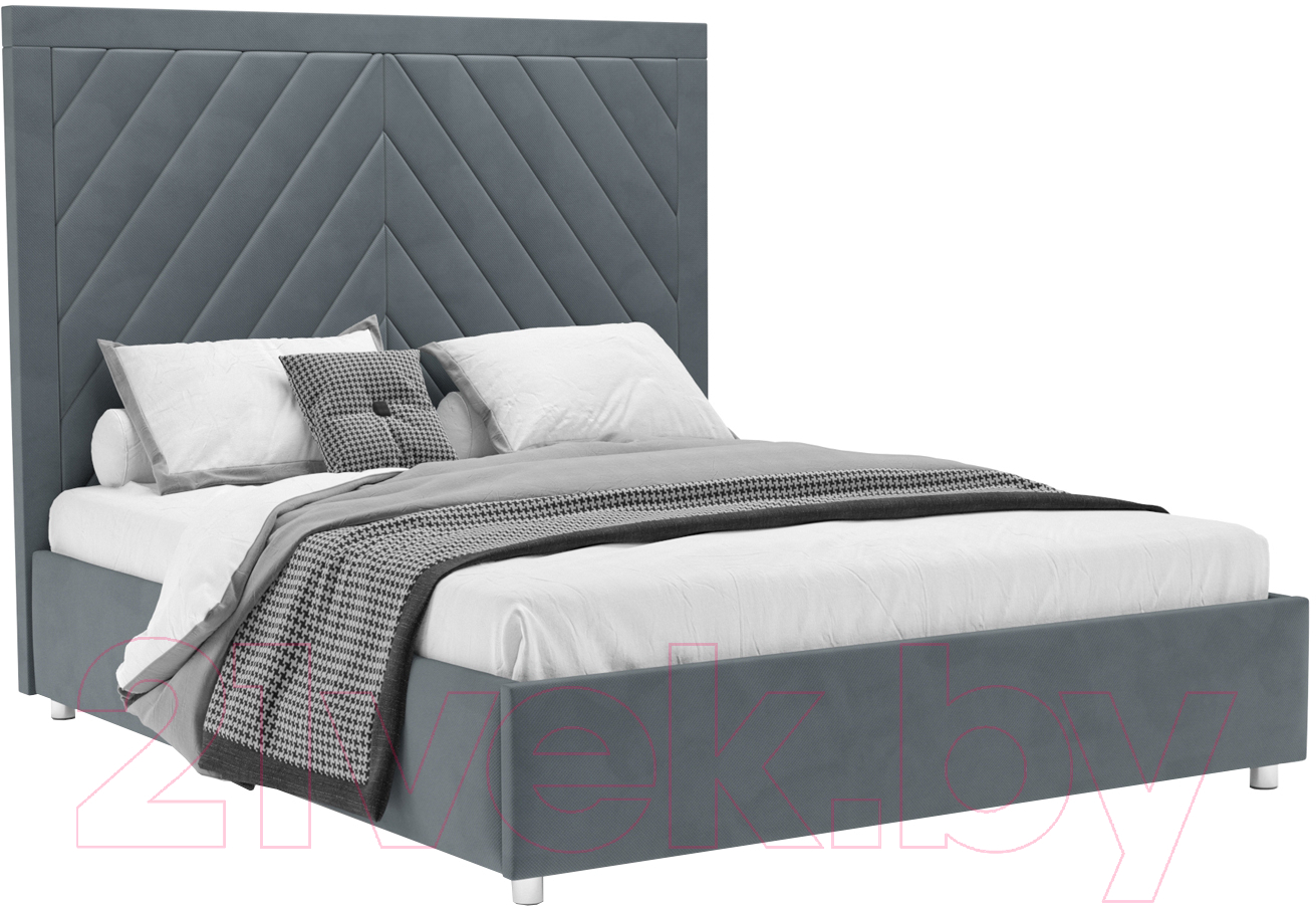 Двуспальная кровать Mebel-Ars Мишель 160 (велюр серо-синий HB-178 26) - фото