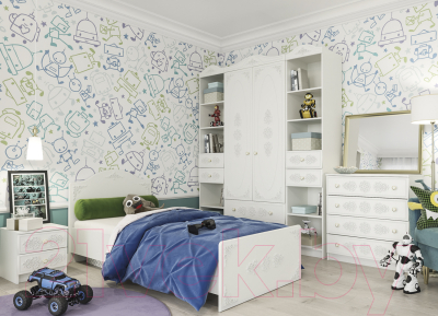 Односпальная кровать ДСВ МС Ki-Ki КРД 900.1 (белый)