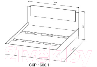 Двуспальная кровать ДСВ Софи СКР 1600.1 (сонома/белый глянец)