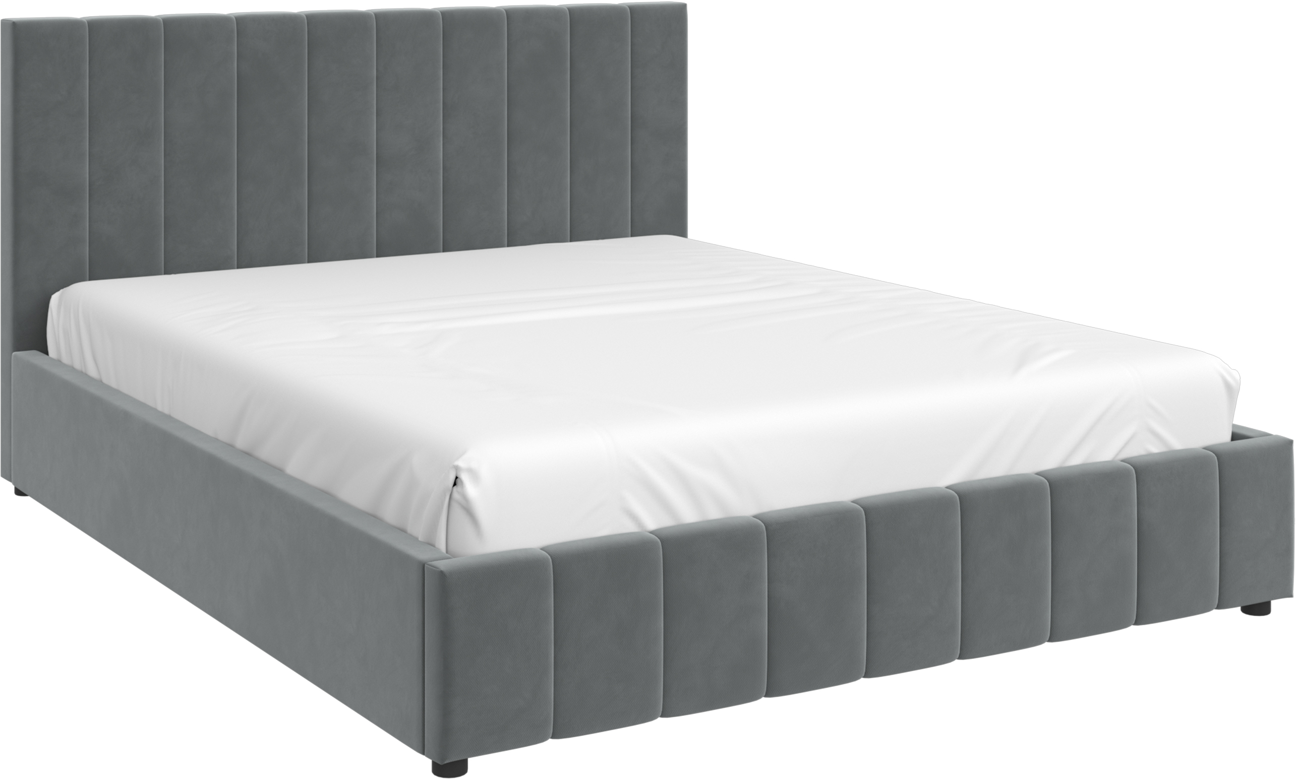 Двуспальная кровать Bravo Мебель Нельсон Стандарт Вертикаль 160x200 с ПМ (холодный серый) - фото