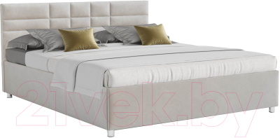 Двуспальная кровать Mebel-Ars Нью-Йорк 160 (бархат бежевый/Star Velvet 6 Beige) - фото