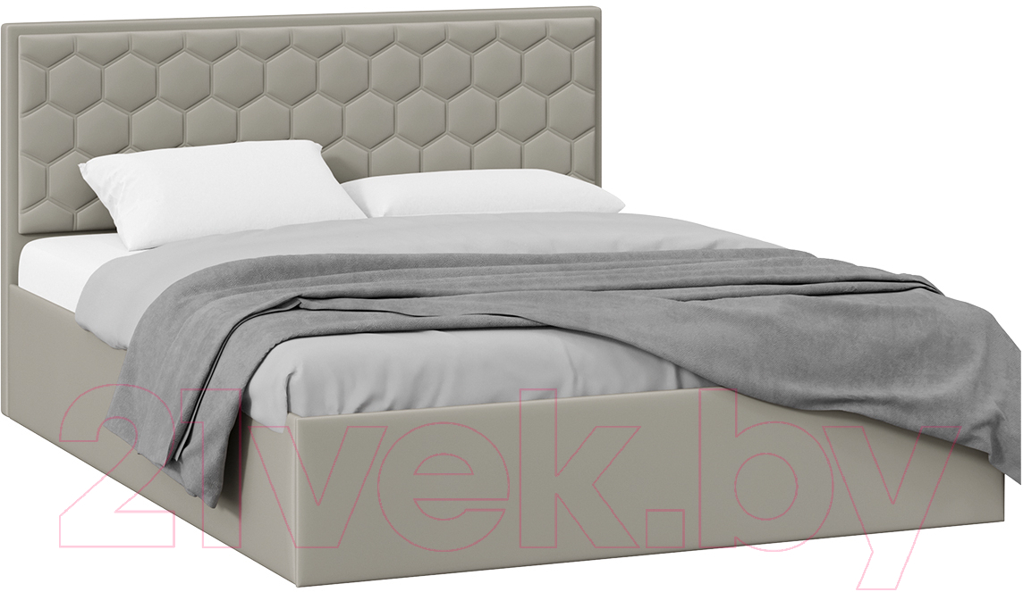 Двуспальная кровать ТриЯ Порто универсальная 160x200 (велюр Confetti Smoke) - фото