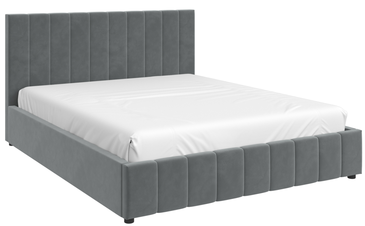 Двуспальная кровать Bravo Мебель Нельсон Вертикаль 160x200 с ПМ Стандарт 2 вариант (холодный серый) - фото