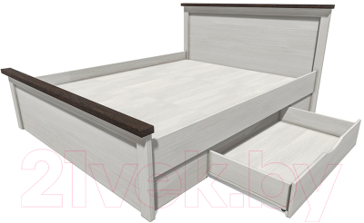 Двуспальная кровать Интерлиния Тауэр ТР-К160 (вудлайн кремовый/дуб венге)