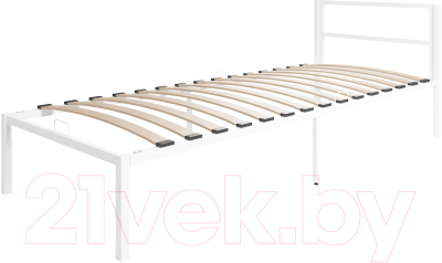 Односпальная кровать Князев Мебель Берта БА.90.190.Б (белый муар) - фото