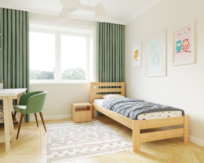 Односпальная кровать БАМА Массив Палермо 90x200 ольха (натуральный)