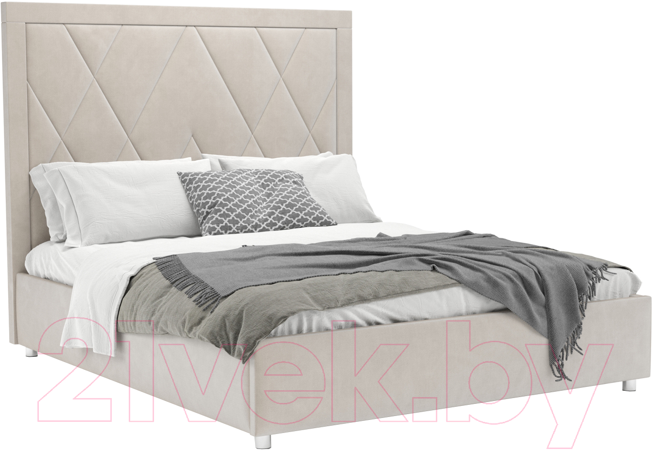 Полуторная кровать Mebel-Ars Треви 140 (бархат бежевый Star Velvet 6 Light Beige) - фото