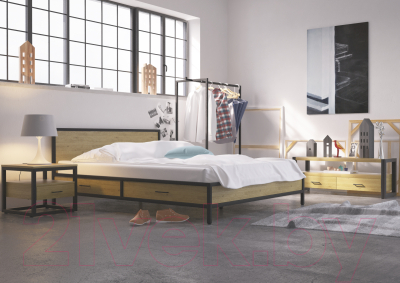 Двуспальная кровать Millwood Neo Loft КМ-3.6 Л 208х182х93