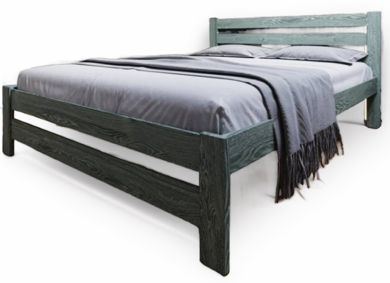 Двуспальная кровать БАМА Массив Сафари (180x200, зеленый/белый) - фото