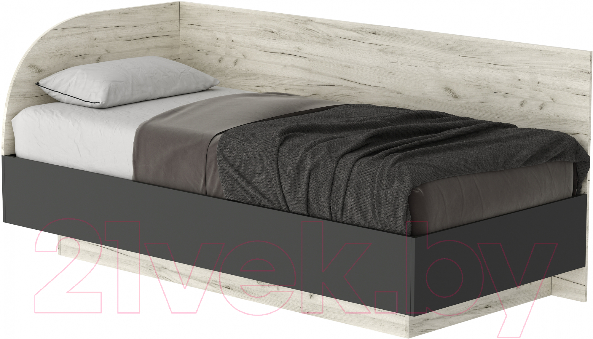 Кровать-тахта Памир Соната КРС-900 (крафт белый/антрацит) - фото