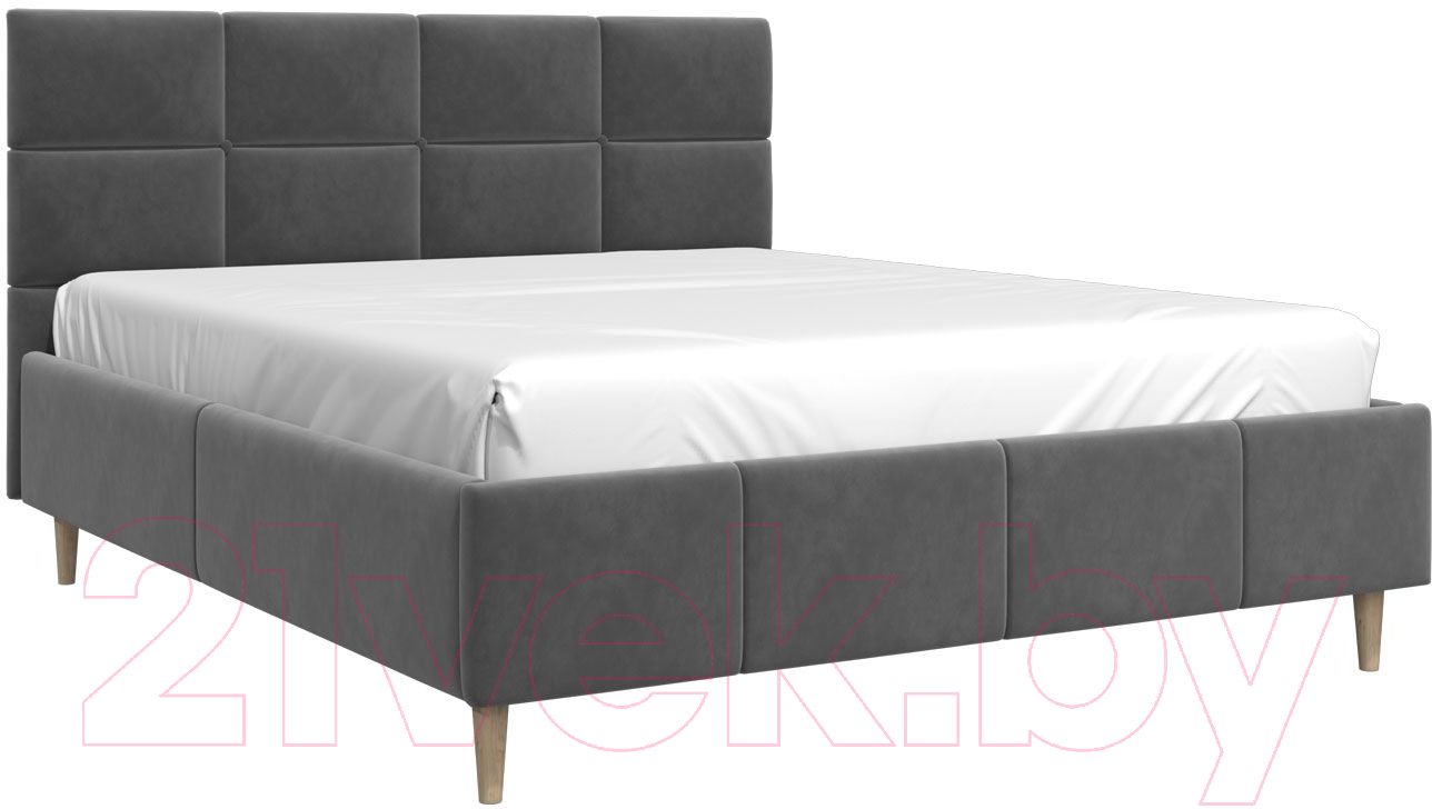 Двуспальная кровать Bravo Мебель Ханна с комплектующими 160x200 (холодный-серый) - фото
