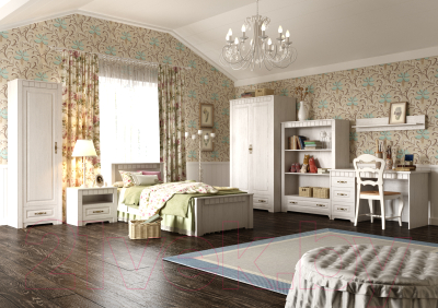 Каркас кровати Мебельград Прованс в детскую 90x200 (бодега белая/патина премиум)