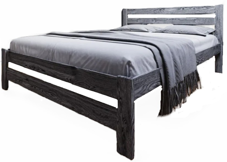 Двуспальная кровать БАМА Массив Сафари (180x200, черный/белый) - фото