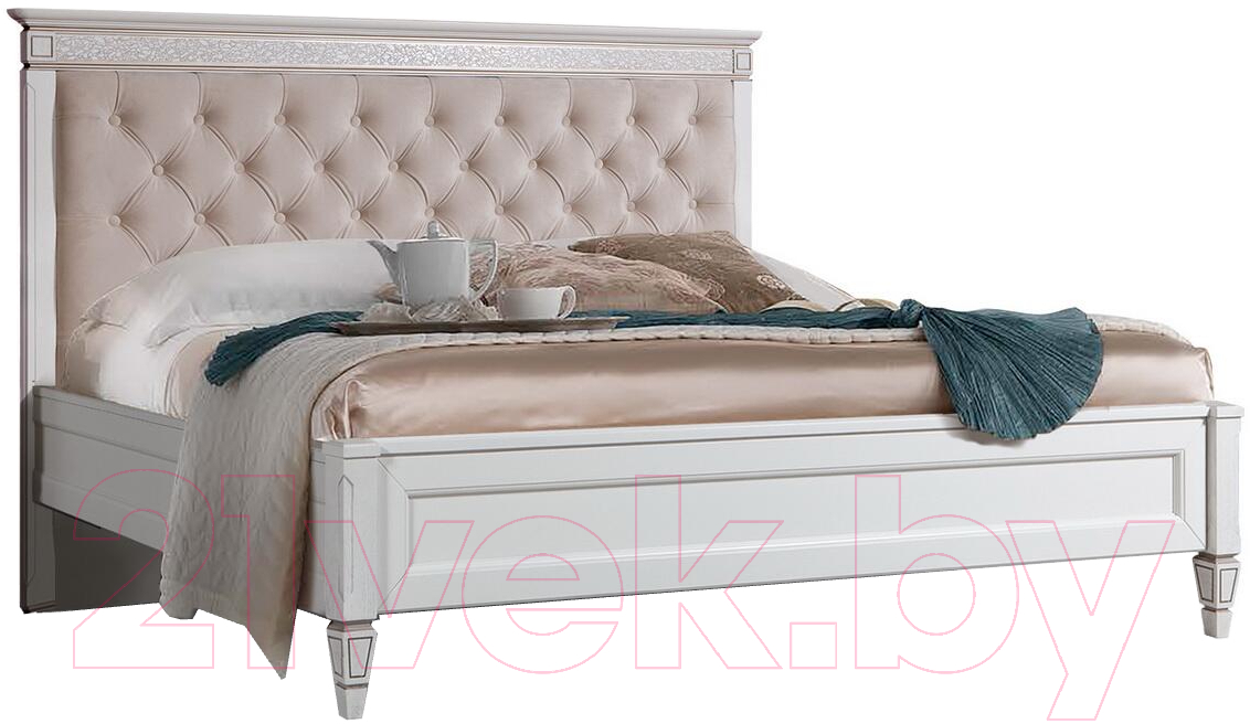 Двуспальная кровать Гомельдрев Бристоль ГМ 6481 160x200 Дуб (Italia-02/белый дуб/патина) - фото