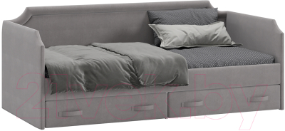 Кровать-тахта ТриЯ Кантри ТД-308.12.02 тип 1 90x200 (велюр светло-серый) - фото