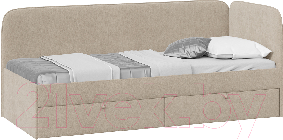 Кровать-тахта ТриЯ Молли 800 тип 1 (микровелюр Scandi Cream 03) - фото